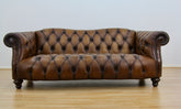 Lewis Montgomery 3 Seater Chesterfield Sofa Brown Antique leather